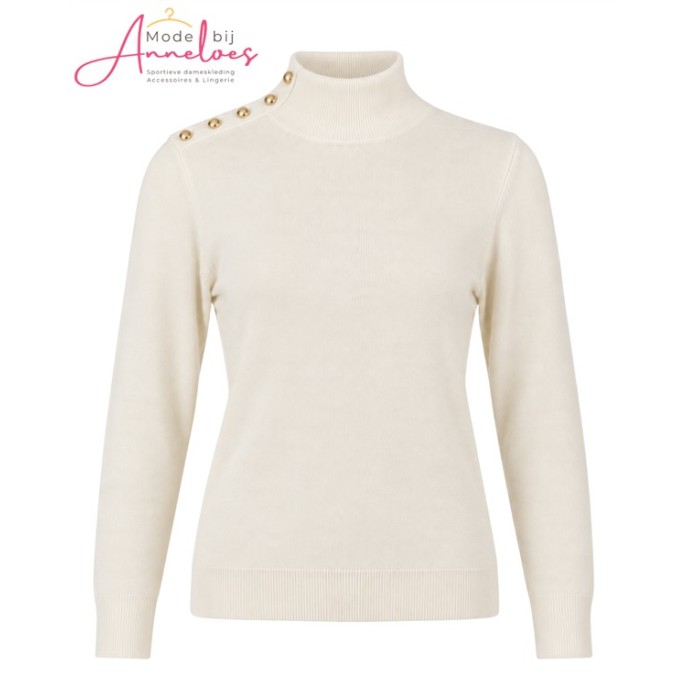 Enjoy Pullover Turtle knoopjes 890601 Ecru